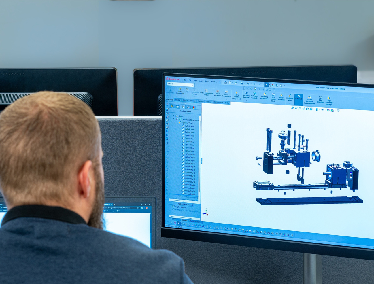 design process on computer terminal screen
